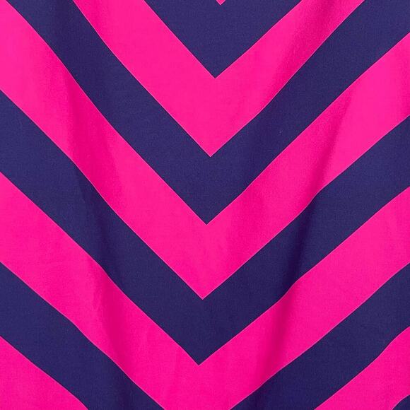 Lands’ End Plus 22W Swim Dress One-Piece Modest Pink‎ Blue Chevron - Picture 5 of 7